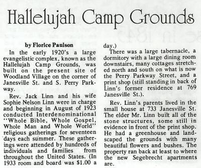 Article about Hallelujah Camp Meeting Grounds